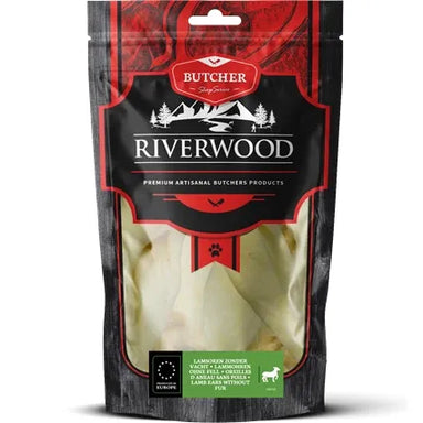 8-11-25 | Tyggeben til hunde | Lammeører uden pels | 100g | Riverwood Tyggeben