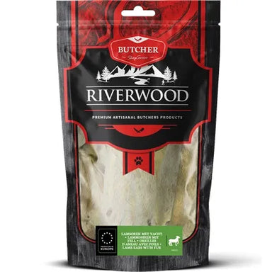 Tyggeben til hunde | Lammeører med pels | 100g | Riverwood Tyggeben (14-9-2025)