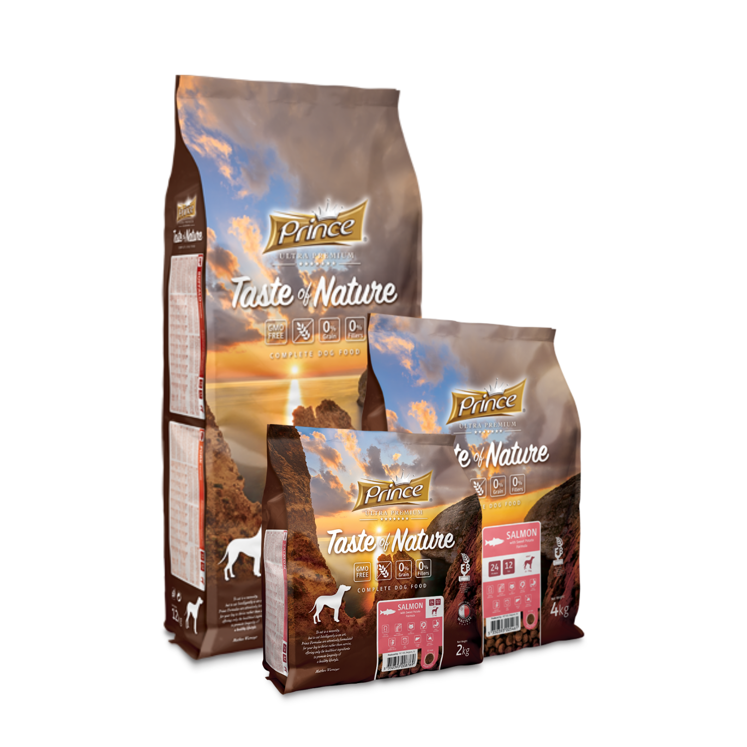 Kornfrit Hundefoder med Laks & Sød Kartoffel | All Breed 12kg | Prince Taste of Nature