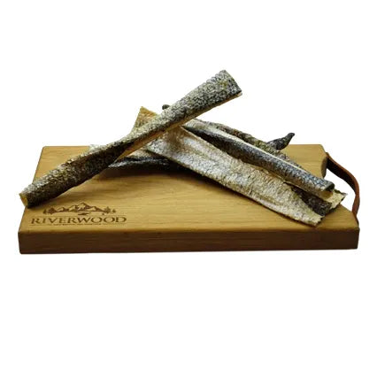 Tørret fisk til hund | Lakseskind 18-22 cm | 150 gr. | Riverwood Tyggeben