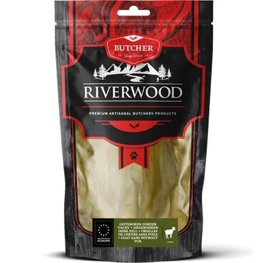 7-12-25 | Tyggeben til hunde | Gedeører uden pels | 100g | Riverwood Tyggeben