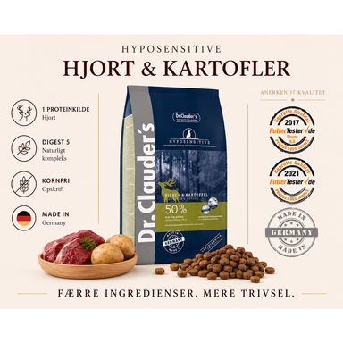 Hyposensitive Hjort & Kartofler – færre ingredienser | Dr.Clauder's
