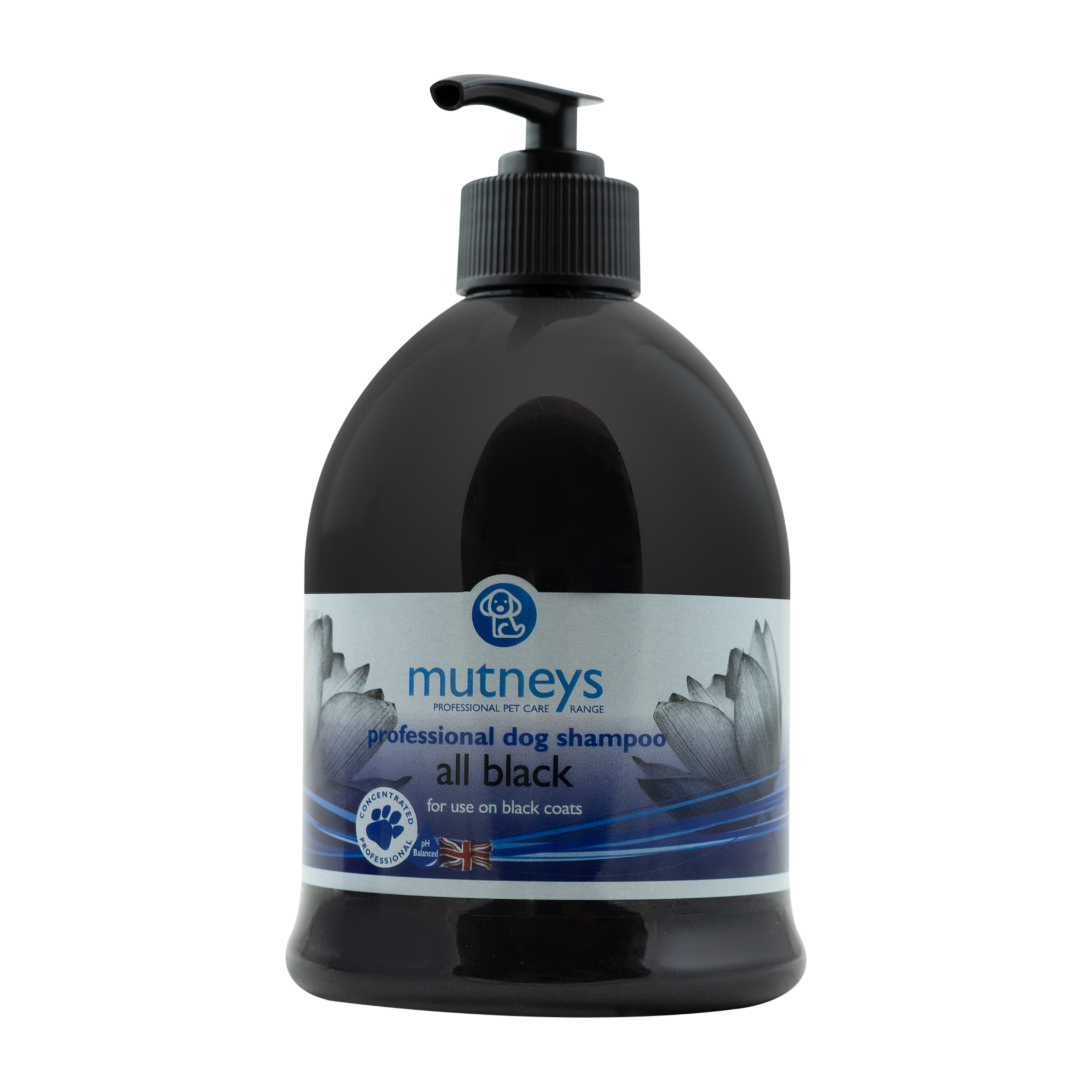 Mutneys All Black Hundeshampoo særdeles velegnet til sorte, blå og sølv hunde