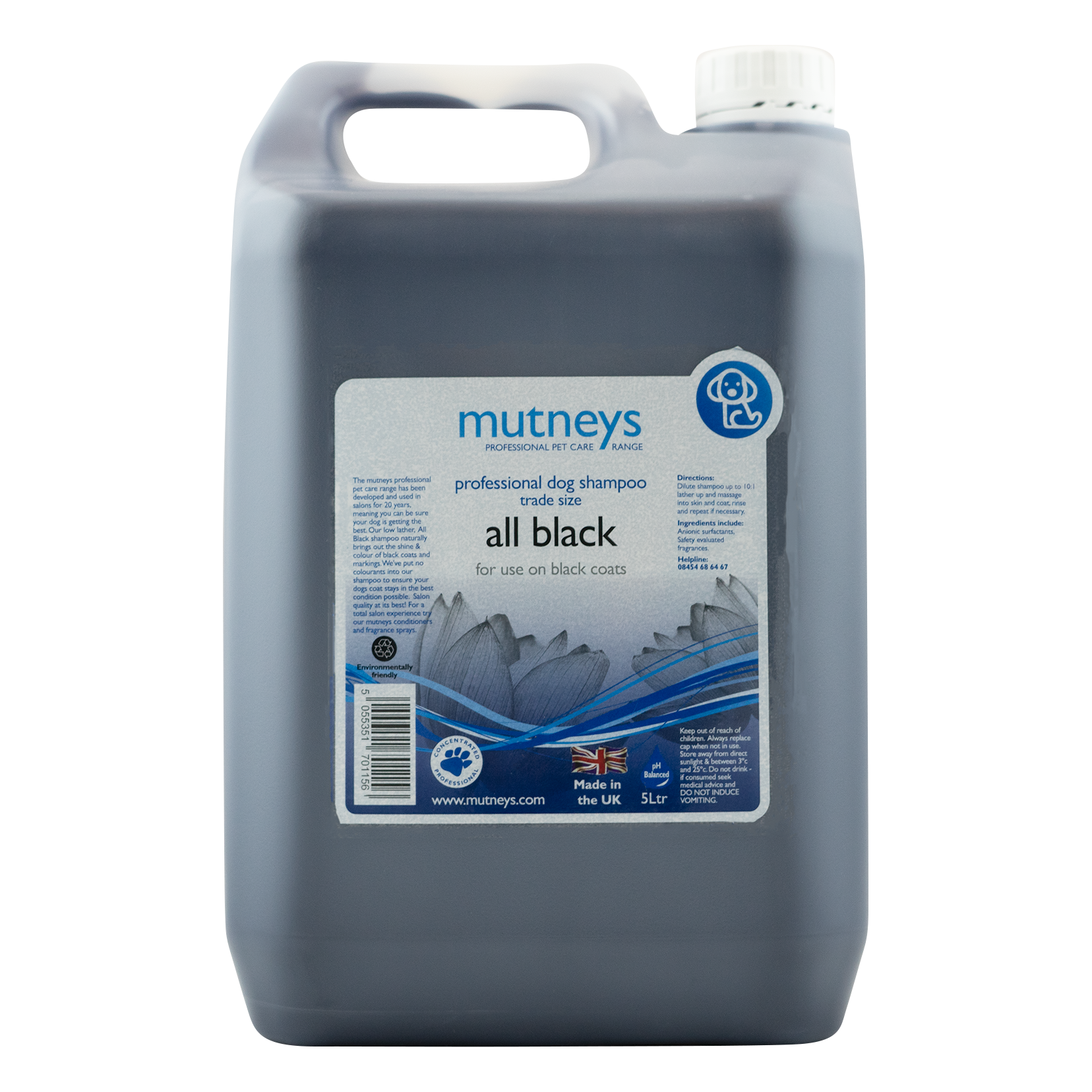 Mutneys All Black Hundeshampoo særdeles velegnet til sorte, blå og sølv hunde