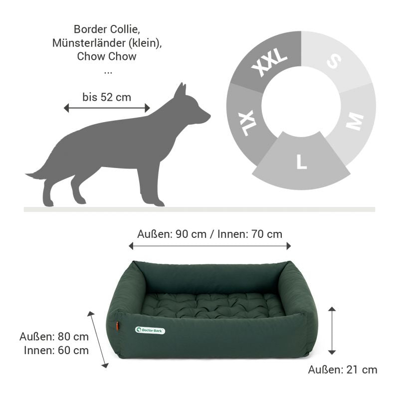 DOCTOR BARK Ortopædisk Hundeseng Hypoallergenic | Grøn
