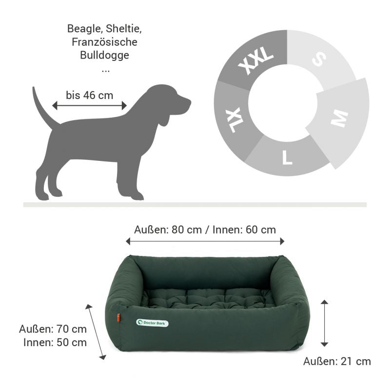 DOCTOR BARK Ortopædisk Hundeseng Hypoallergenic | Grøn